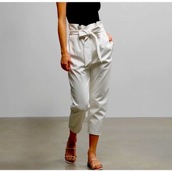 Commando Pants - Commando Faux Leather Paperbag Women's Pants Large White